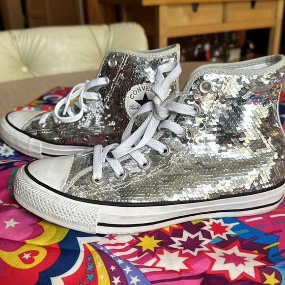 Silver sequin converse - Picture 3 of 6